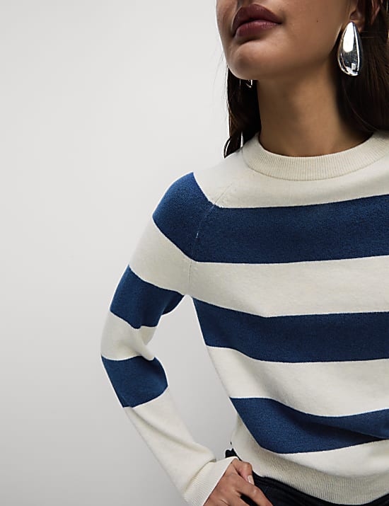 Air-Yarn Striped Crew Neck Jumper