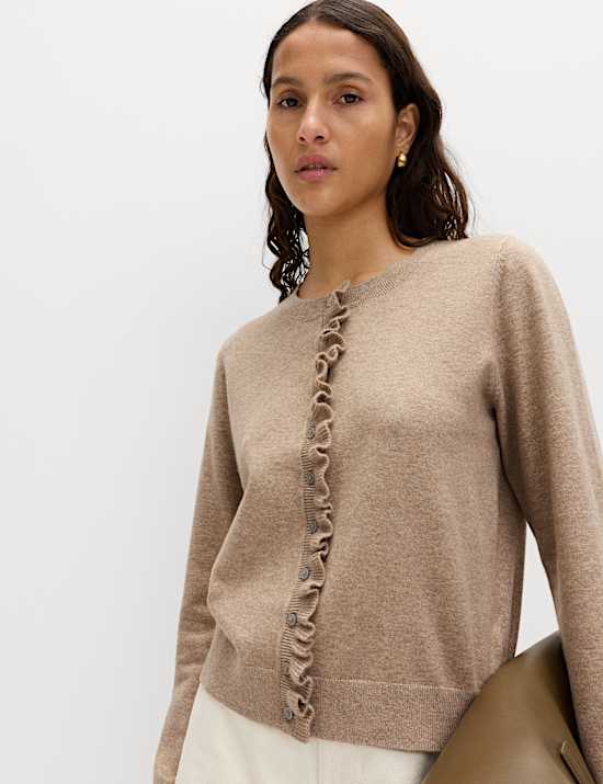 Air-Yarn Ruffle Slim Fit Cardigan