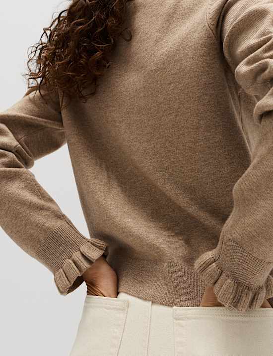 Air-Yarn Ruffle Slim Fit Cardigan