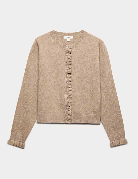 Air-Yarn Ruffle Slim Fit Cardigan