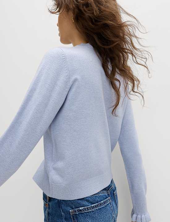 Air-Yarn Ruffle Slim Fit Cardigan