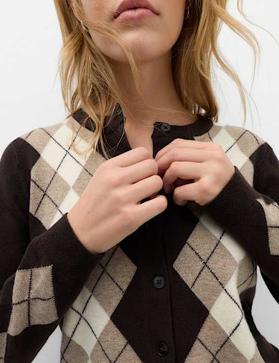 Argyle Button Front Cardigan