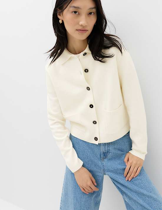 Air-Yarn Collared Relaxed Cardigan