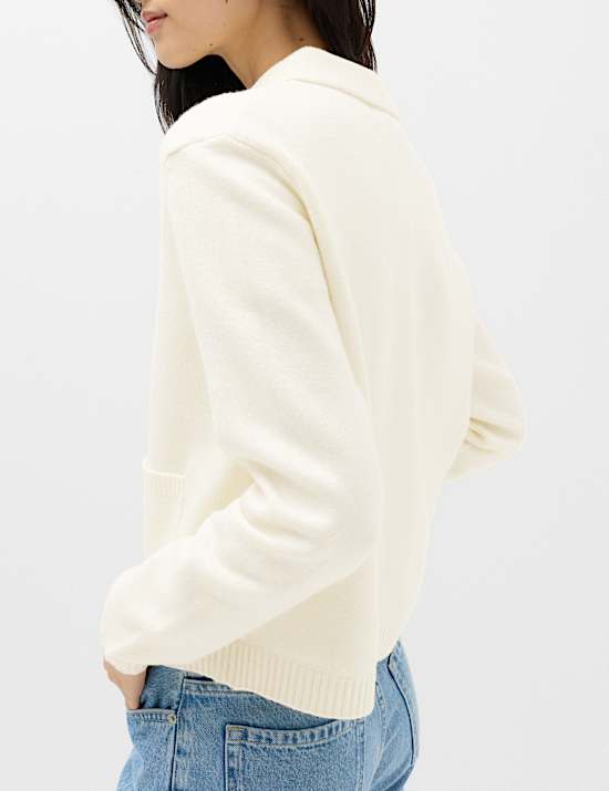 Air-Yarn Collared Relaxed Cardigan