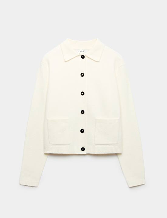 Air-Yarn Collared Relaxed Cardigan