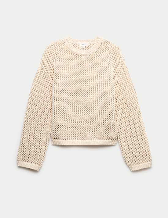 Textured Crew Neck Cropped Jumper