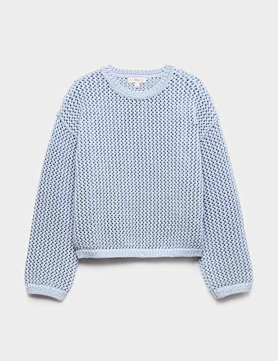 Textured Crew Neck Cropped Jumper