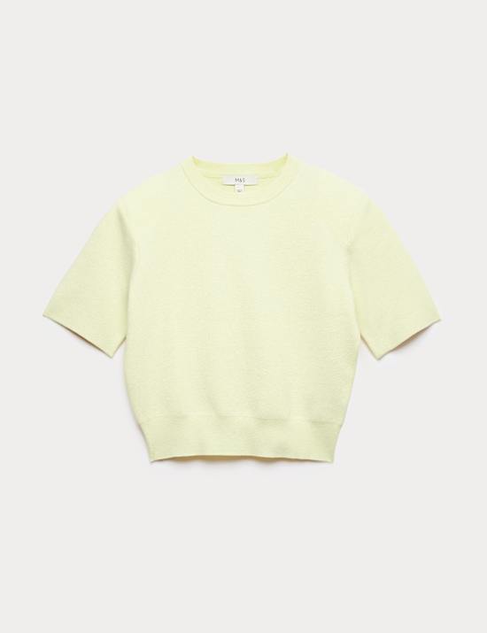 Shoulder Pad Knitted Top with Wool