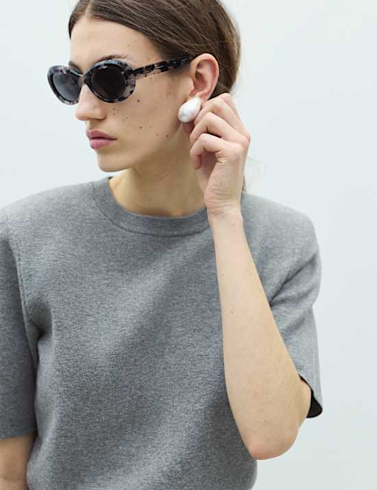 Shoulder Pad Knitted Top with Wool