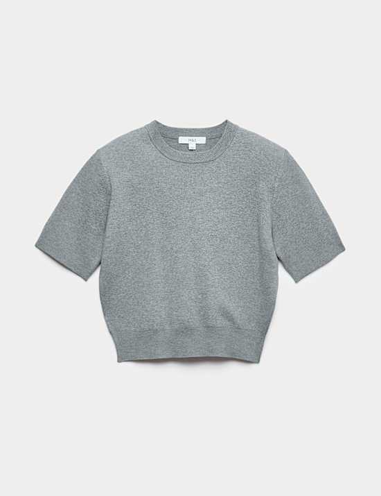 Shoulder Pad Knitted Top with Wool