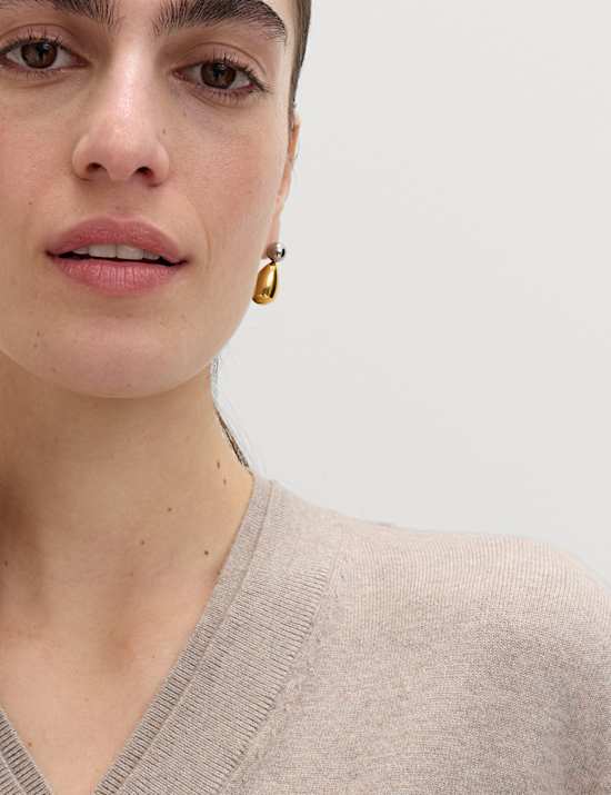 Trui van geblazen garen met V-hals