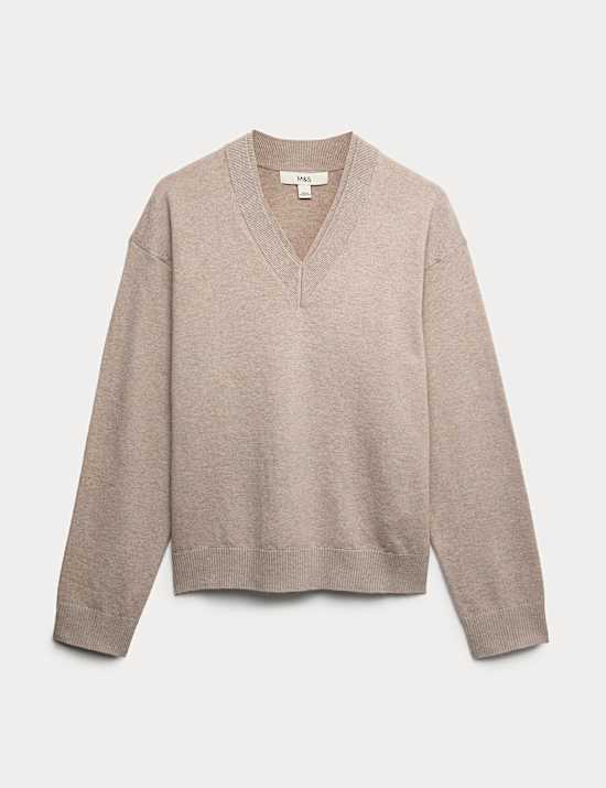 Trui van geblazen garen met V-hals