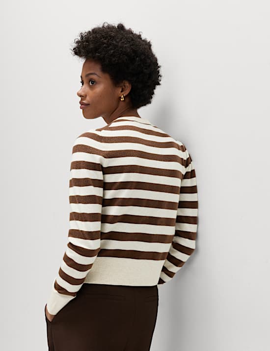 Air-Yarn Striped Cropped Cardigan