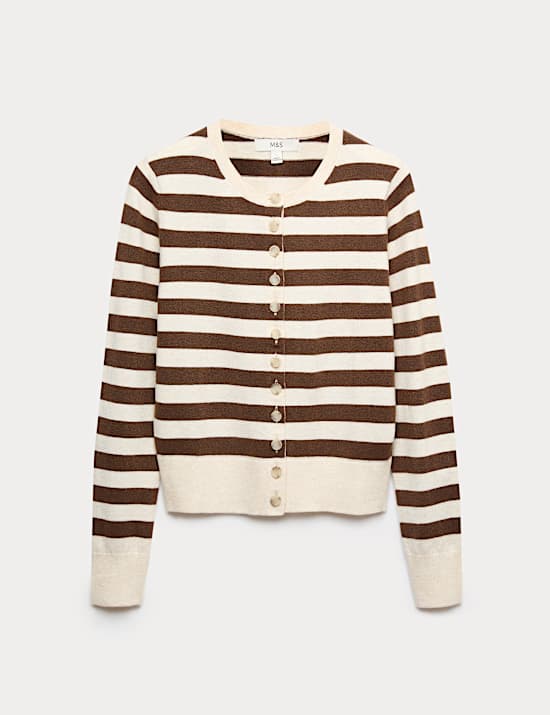 Air-Yarn Striped Cropped Cardigan