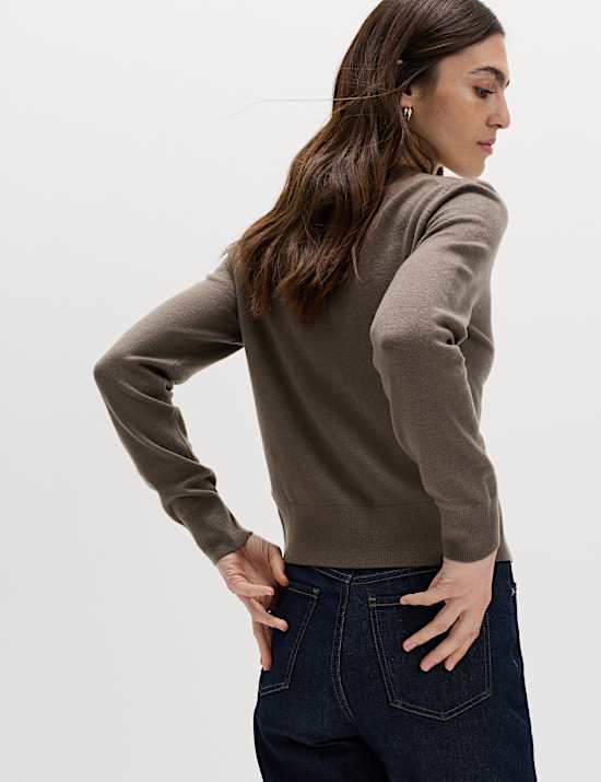 Air-Yarn Crew Neck Short Cardigan