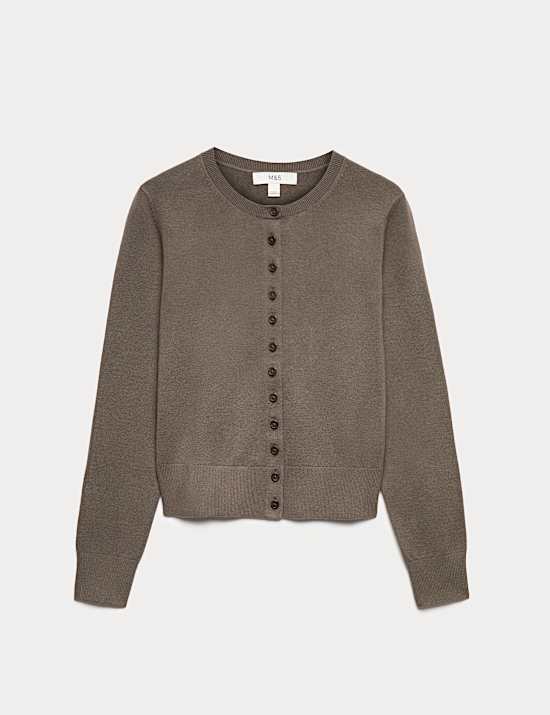 Air-Yarn Crew Neck Short Cardigan