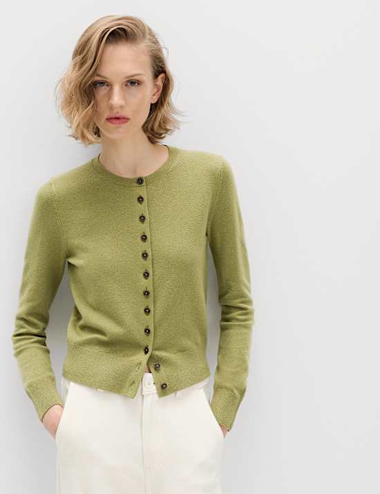 Air-Yarn Crew Neck Short Cardigan