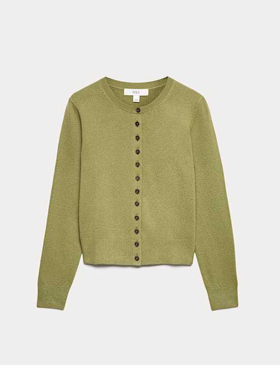 Air-Yarn Crew Neck Short Cardigan