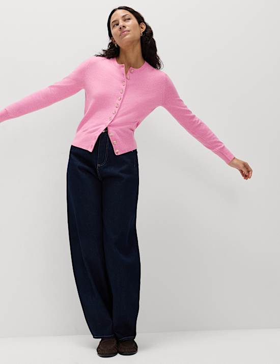 Air-Yarn Crew Neck Short Cardigan