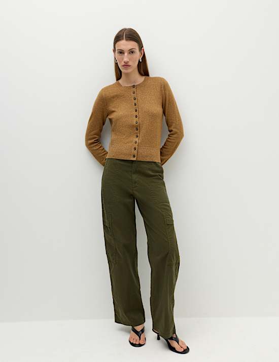 Air-Yarn Crew Neck Short Cardigan