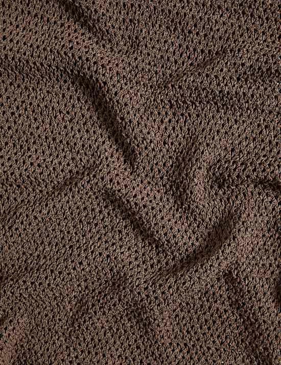 Cotton Blend Knitted Textured Midi Beach Dress