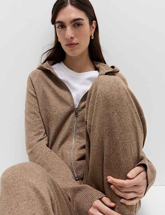 Knitted Zip Up Cropped Hoodie