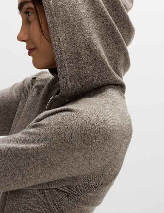 Sweat court en maille à capuche et fermeture à glissière