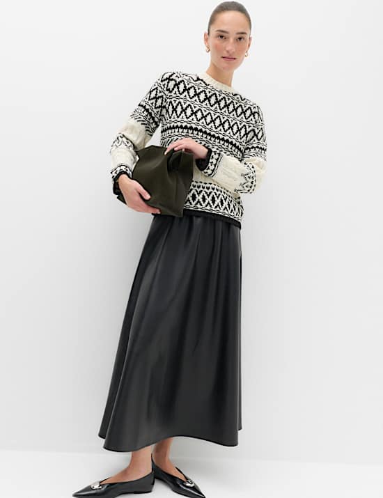 Fair Isle Cable Knit Crew Neck Jumper