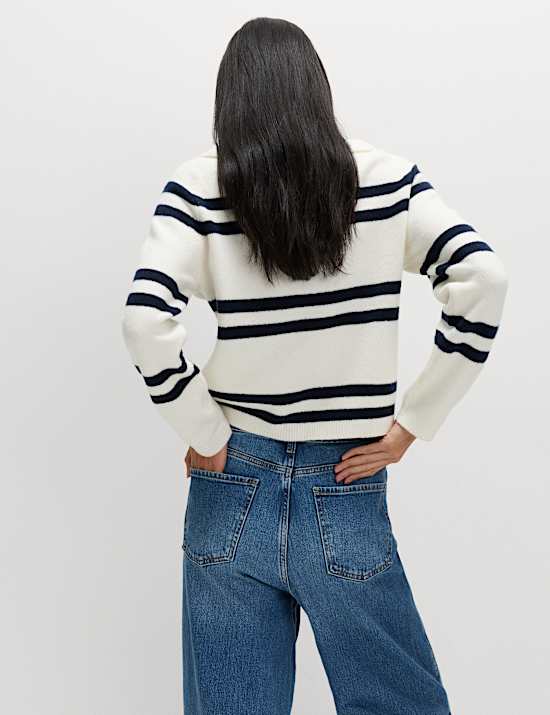 Collared Striped Jumper with Cotton