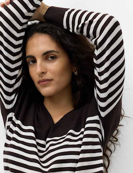 Striped V Neck Relaxed Jumper