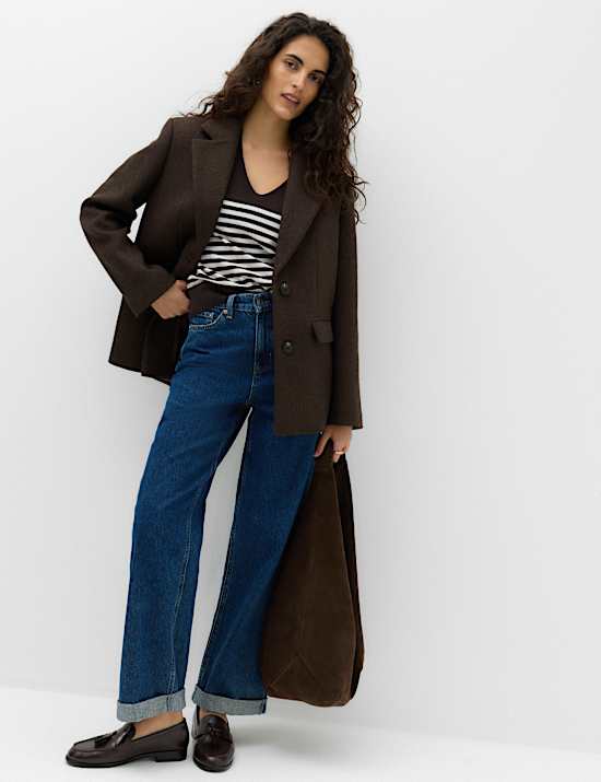 Striped V Neck Relaxed Jumper