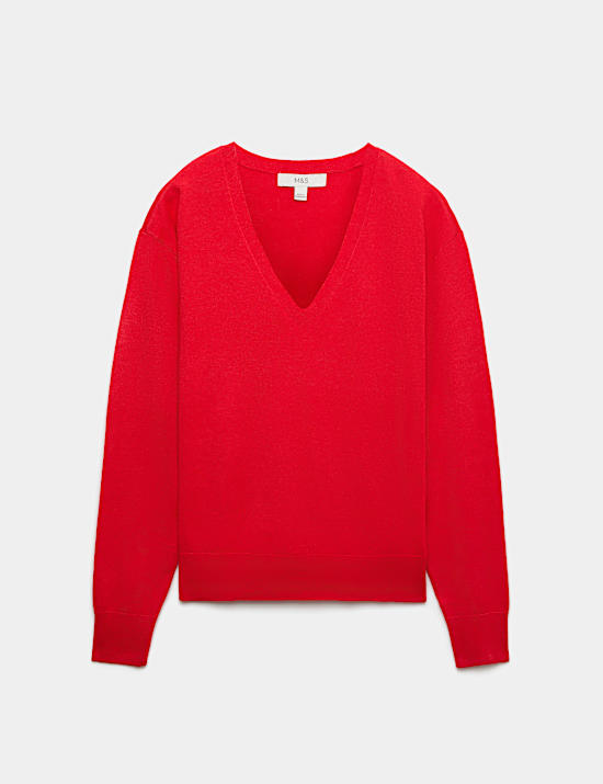 V Neck Relaxed Jumper with Wool