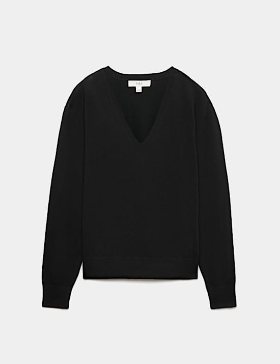 V Neck Relaxed Jumper with Wool