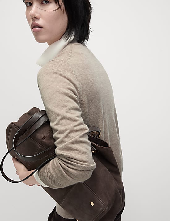 Pure Merino Wool Crew Neck Cardigan