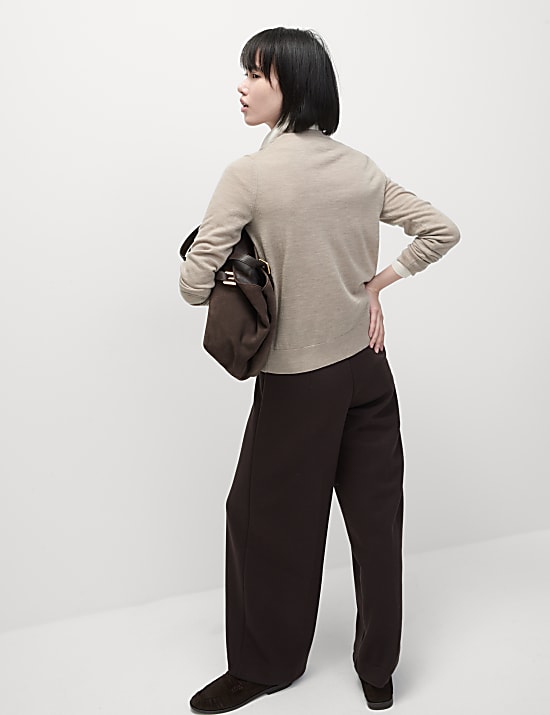 Pure Merino Wool Crew Neck Cardigan