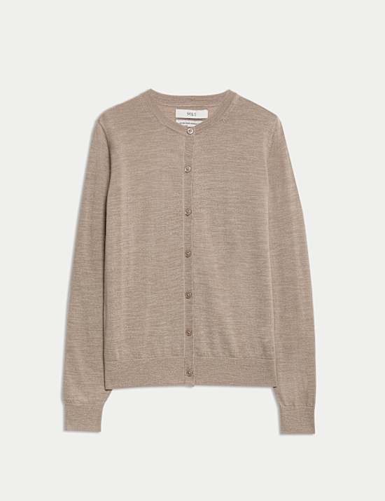 Pure Merino Wool Crew Neck Cardigan