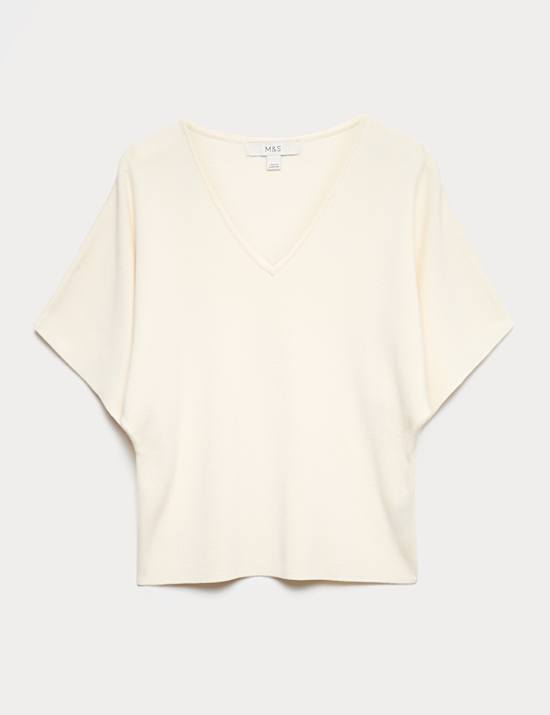 V-Neck Waisted Slim Fit Knitted Top