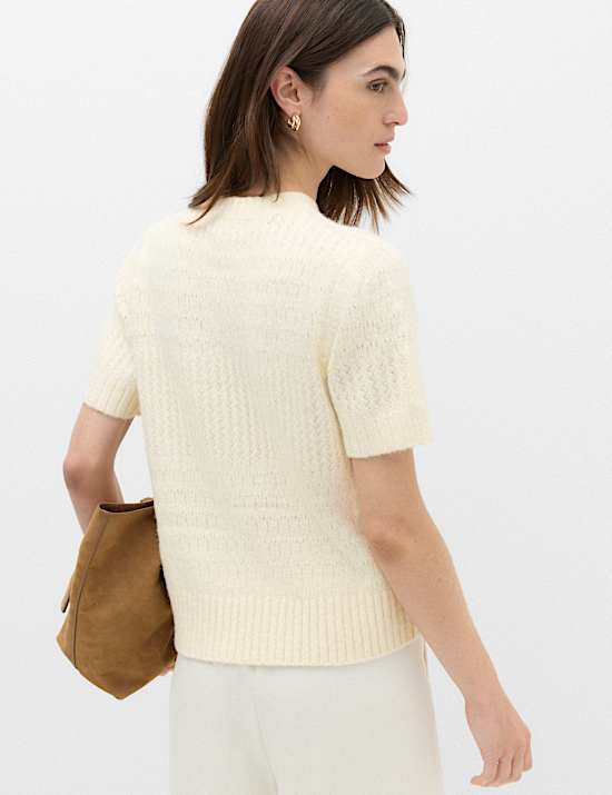 Pointelle Knitted Top With Wool