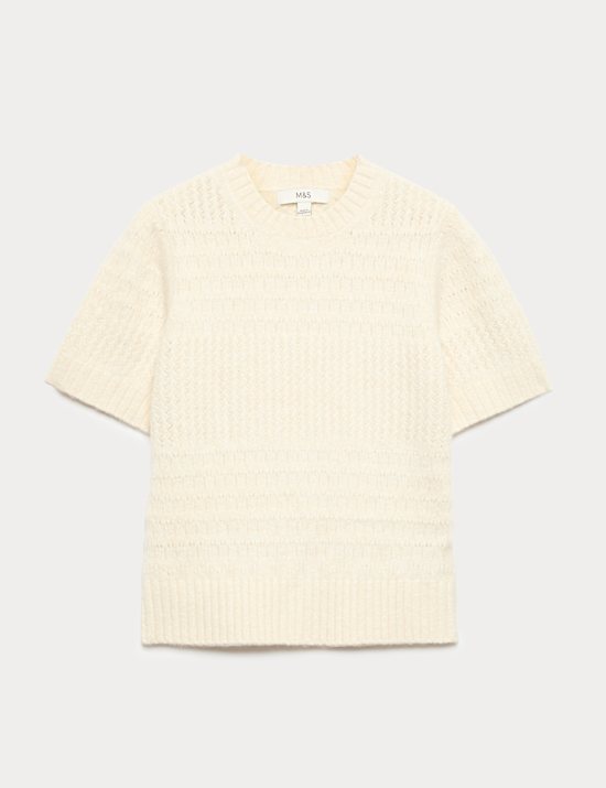 Pointelle Knitted Top With Wool
