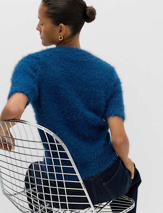 Textured Crew Neck Slim Fit Knitted Top