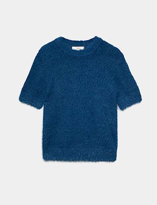 Textured Crew Neck Slim Fit Knitted Top