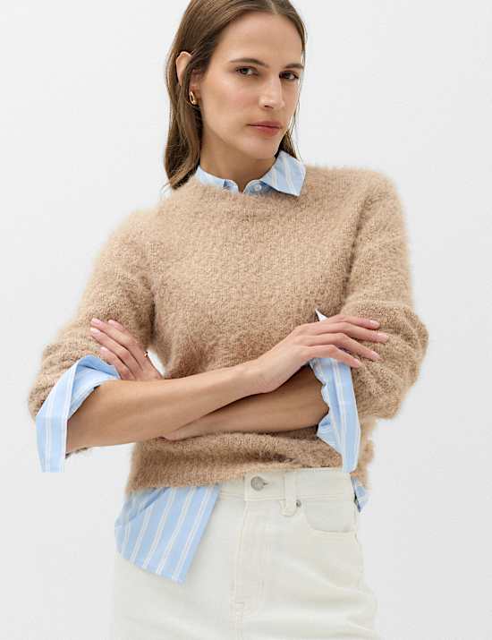 Textured Crew Neck Jumper