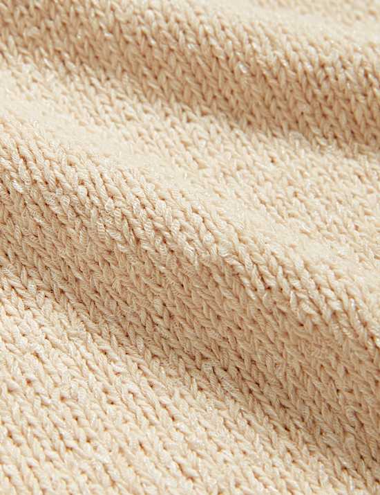 Cotton Blend Textured V-Neck Knitted Vest