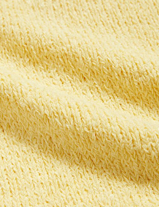 D&eacute;bardeur en maille de coton m&eacute;lang&eacute; &agrave; col V et motif textur&eacute;