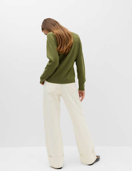 Tie Front Crew Neck Relaxed Jumper