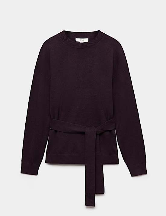 Tie Front Crew Neck Relaxed Jumper