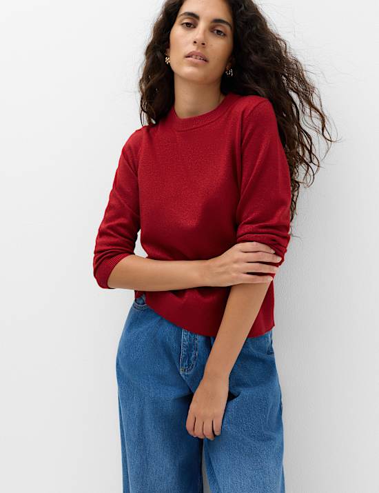 Air-Yarn Crew Neck Sparkly Jumper