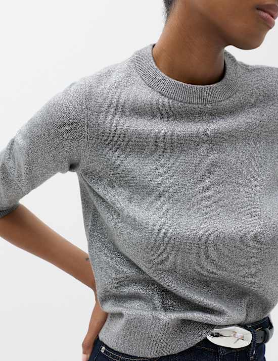Air-Yarn Crew Neck Sparkly Jumper
