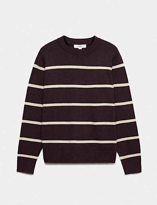 Air-Yarn Striped Crew Neck Jumper