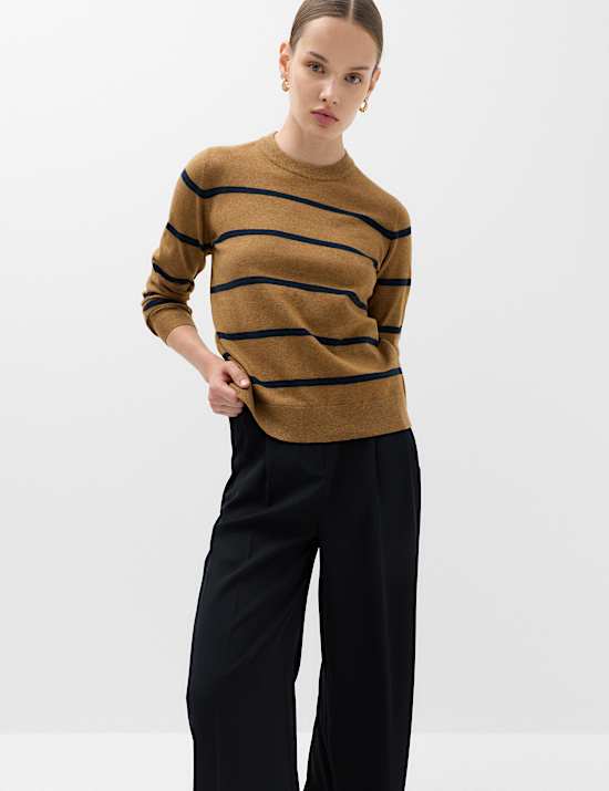 Air-Yarn Striped Crew Neck Jumper